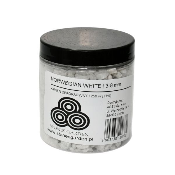 ✅Słoik Kruszywo Norwegian White 3-8 mm - stonesgarden.pl ®