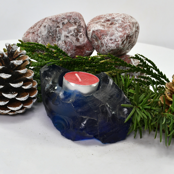 Świecznik Szklany Blue Tealight