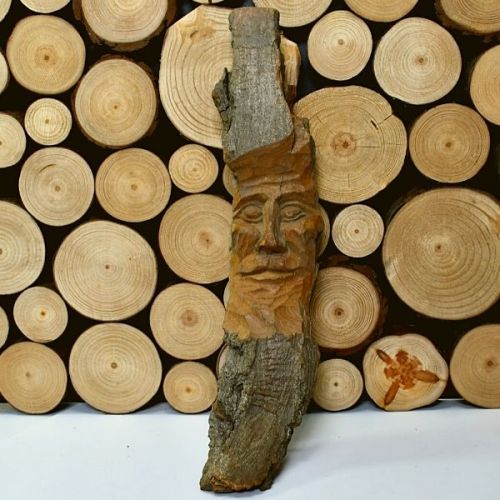 Rzeźba z drewna Z Motywem Twarzy 2