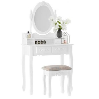Toaletka Biała Kosmetyczna Lustro i Taboret