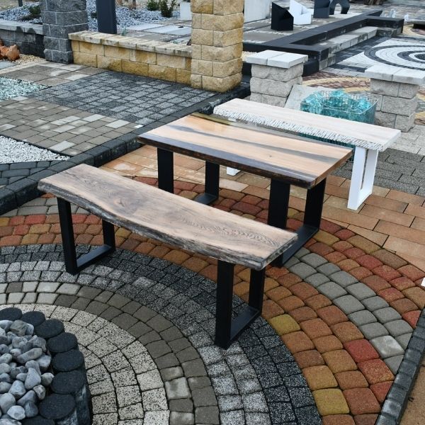 Ławka Ogrodowa Dębowa Nogi Metal