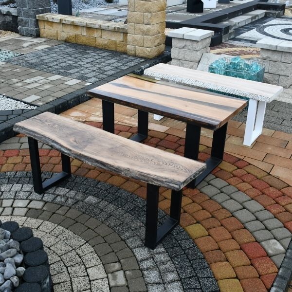 Ławka Ogrodowa Dębowa Nogi Metal