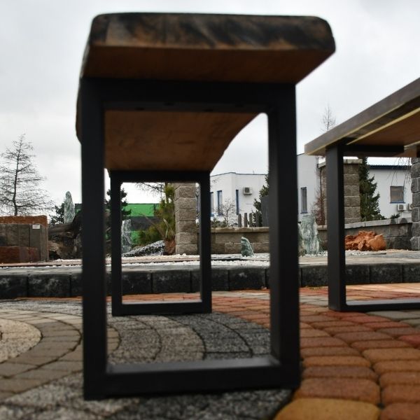 Ławka Ogrodowa Dębowa Nogi Metal
