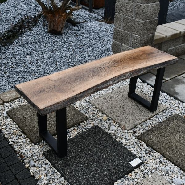 Ławka Ogrodowa Dębowa Nogi Metal